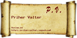 Priher Valter névjegykártya